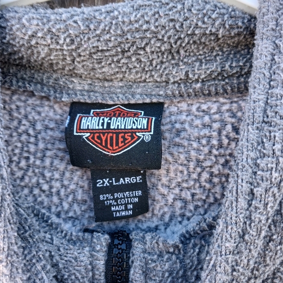 Harley Davidson Sweater Men 2XL Gray 1/4 Zip Pullover 2005 Dona Hue St. Cloud MN - Picture 6 of 6